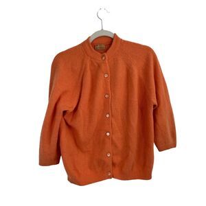 Angelon by Darlene Angora Lambs Wool Orange Cardigan Sweater Vintage Womens S?
